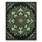 Elegant Emerald Botanical Floral Medallion Rug