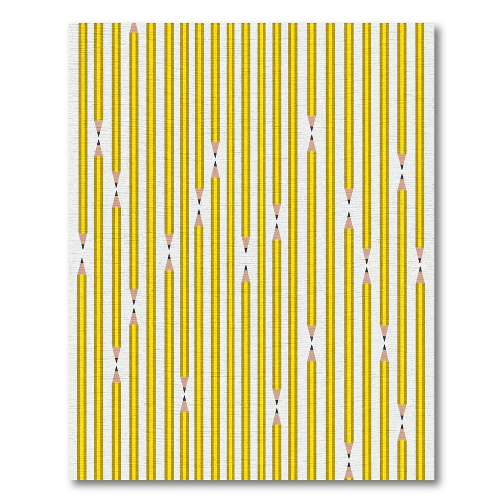 Minimalist Yellow Pencils Geometric Linear Rug