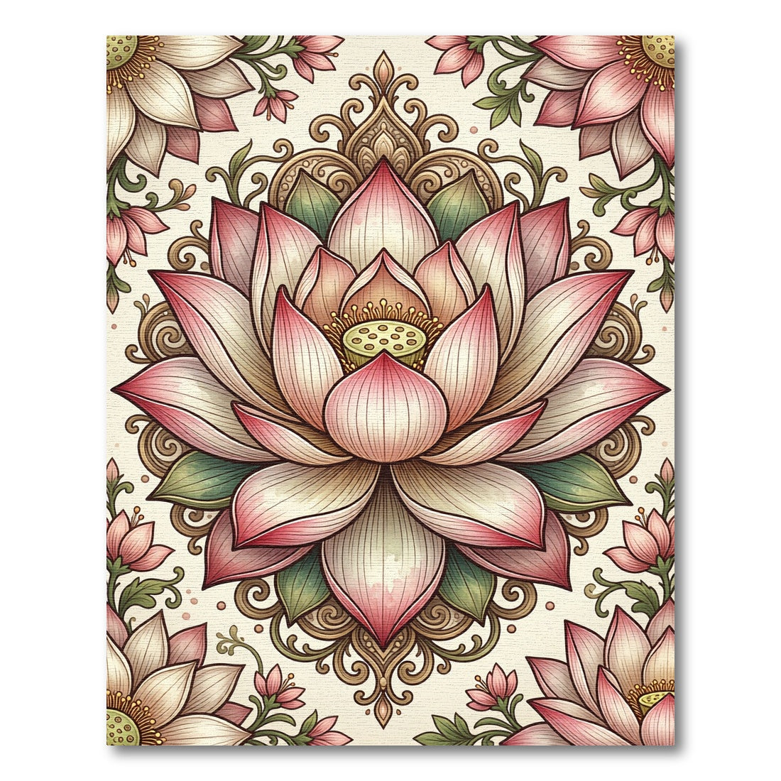 Pink Lotus Blossom Mandala Rug