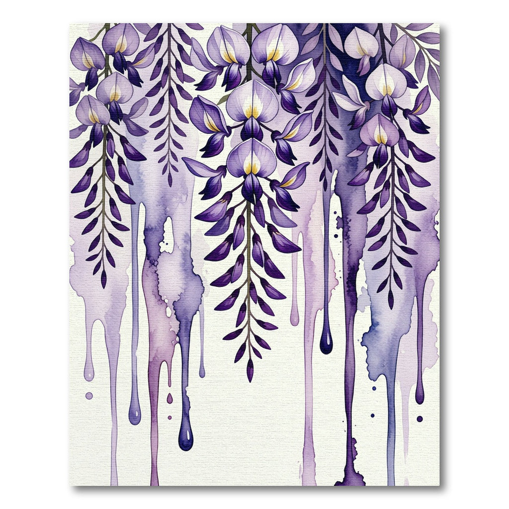 Watercolor Wisteria Cascading Purple Floral Rug