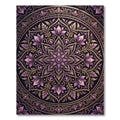 Ornate Purple Gold Floral Mandala Rug