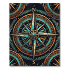 Teal and Copper Nautical Compass Rug