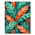 Vibrant Tropical Orange and Teal Foliage Rug