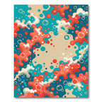 Vibrant Coral Teal Bubbling Abstract Art Rug