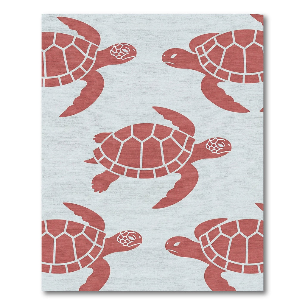 Playful Coral Sea Turtle Geometric Rug