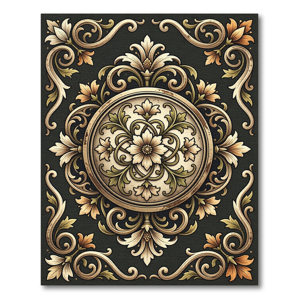 Rich Golden Vine Intertwined Bloom Rug