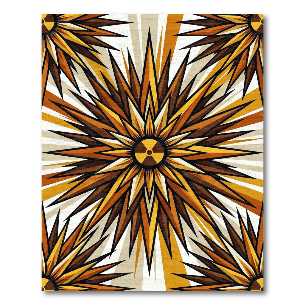Radiant Golden Starburst Nuclear Geometric Rug
