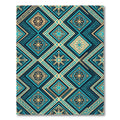 Teal Gold Ornate Geometric Diamond Rug