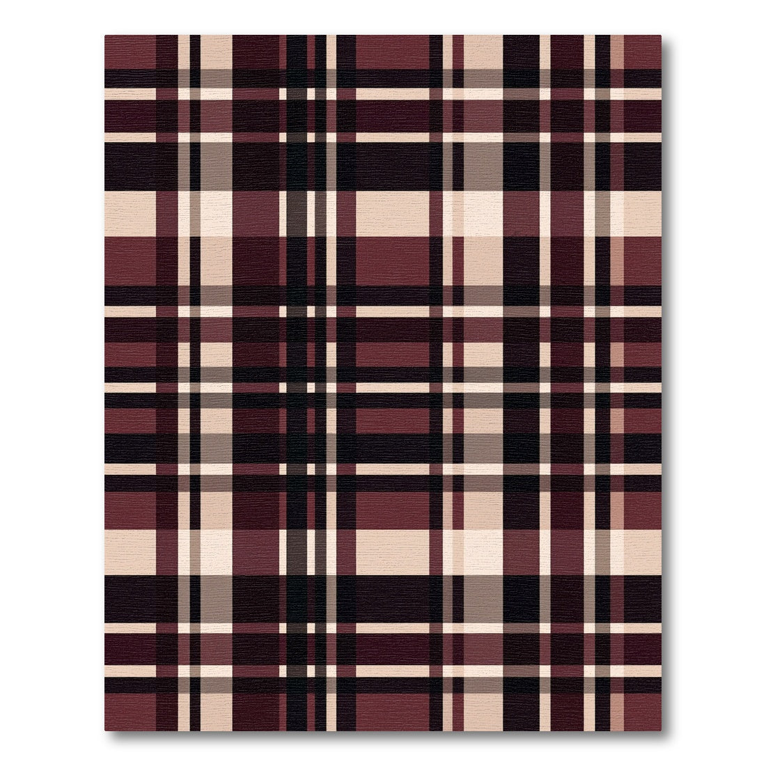 Deep Burgundy Cream Plaid Harmony Rug