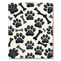 Charcoal Paw Print and Bone Illustration Rug