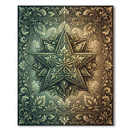 Ornate Gold Starburst Damask Foliage Rug