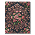 Elegant Blush Rose Floral Medallion Rug