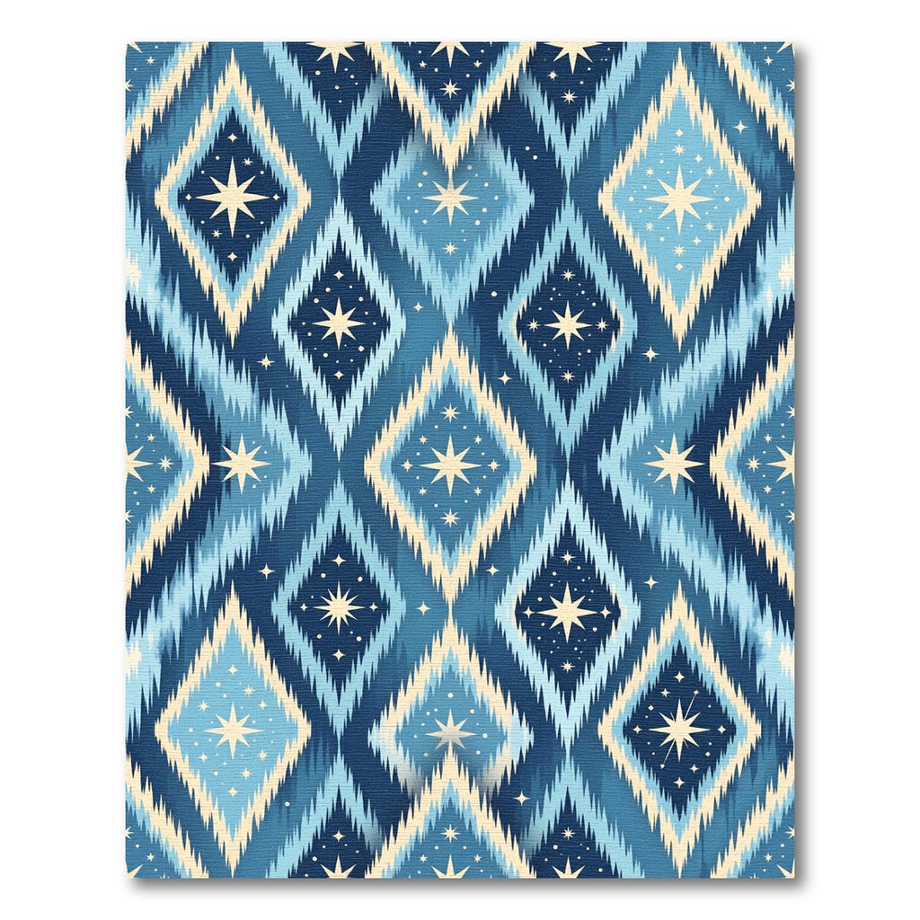 Celestial Blue Ikat Diamond Star Rug