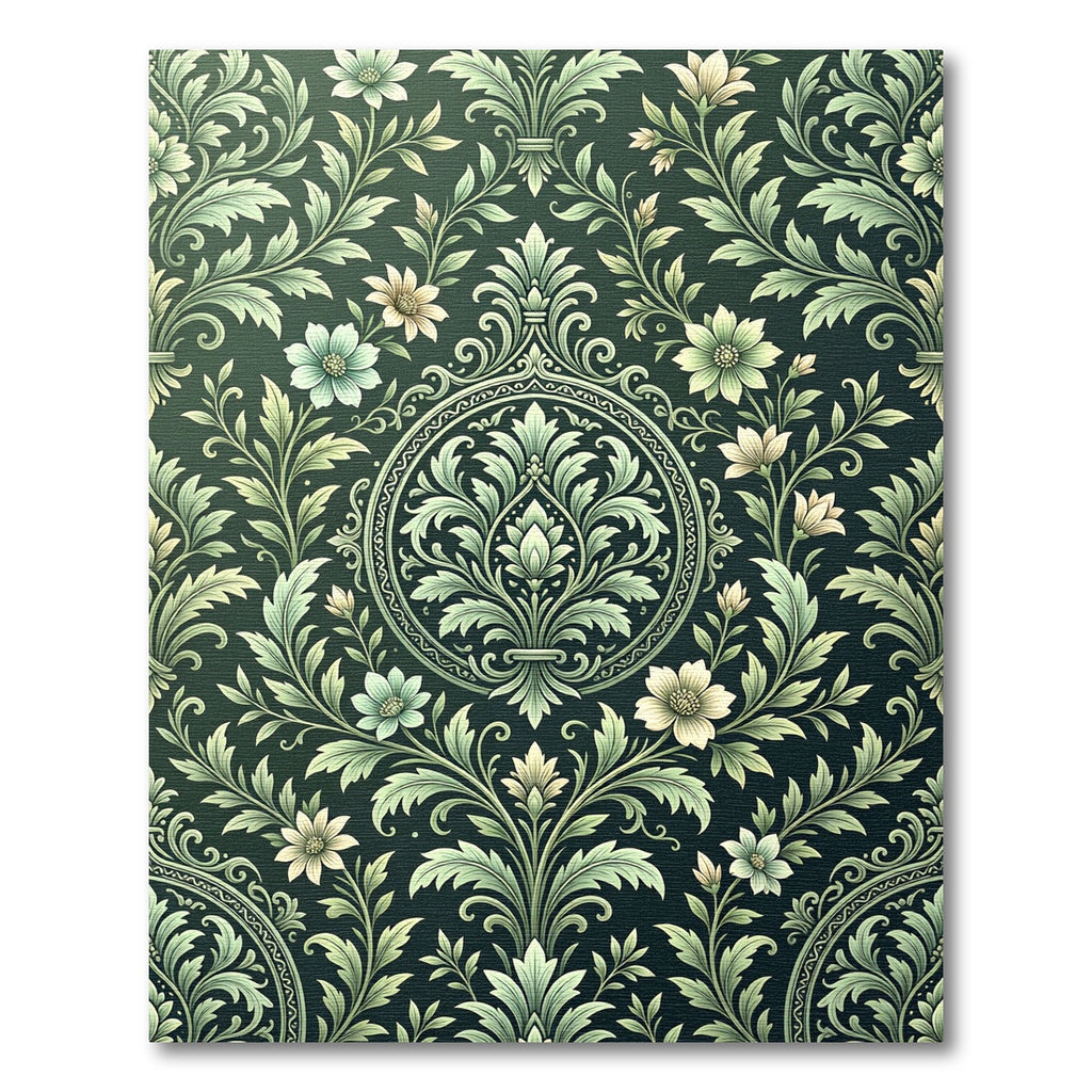 Dark Botanical Floral Medallion Rug