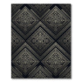 Metallic Gold Aztec Diamond Geometric Art Rug