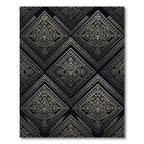 Metallic Gold Aztec Diamond Geometric Art Rug