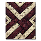 Woven Burgundy Cream Geometric Overlay Rug