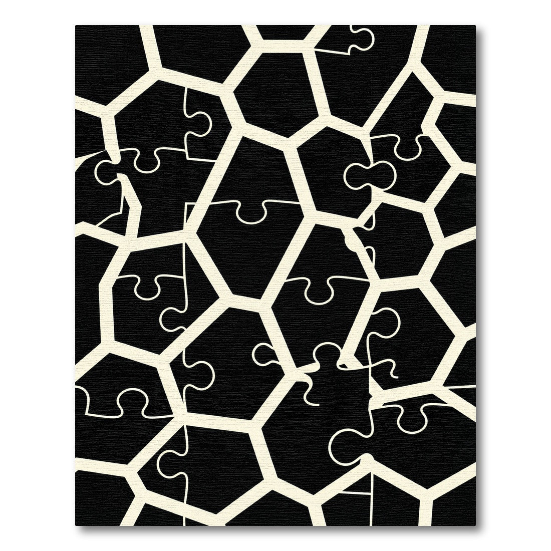 Modern Monochrome Interlocking Puzzle Tile Rug