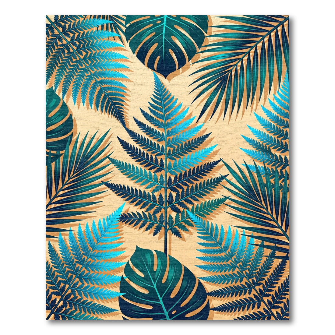 Lush Tropical Ferns and Botanical Leaves Rug