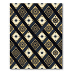 Navy Gold Celestial Diamond Medallion Rug