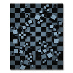 Gray Black Cubes Checkerboard Composition Rug