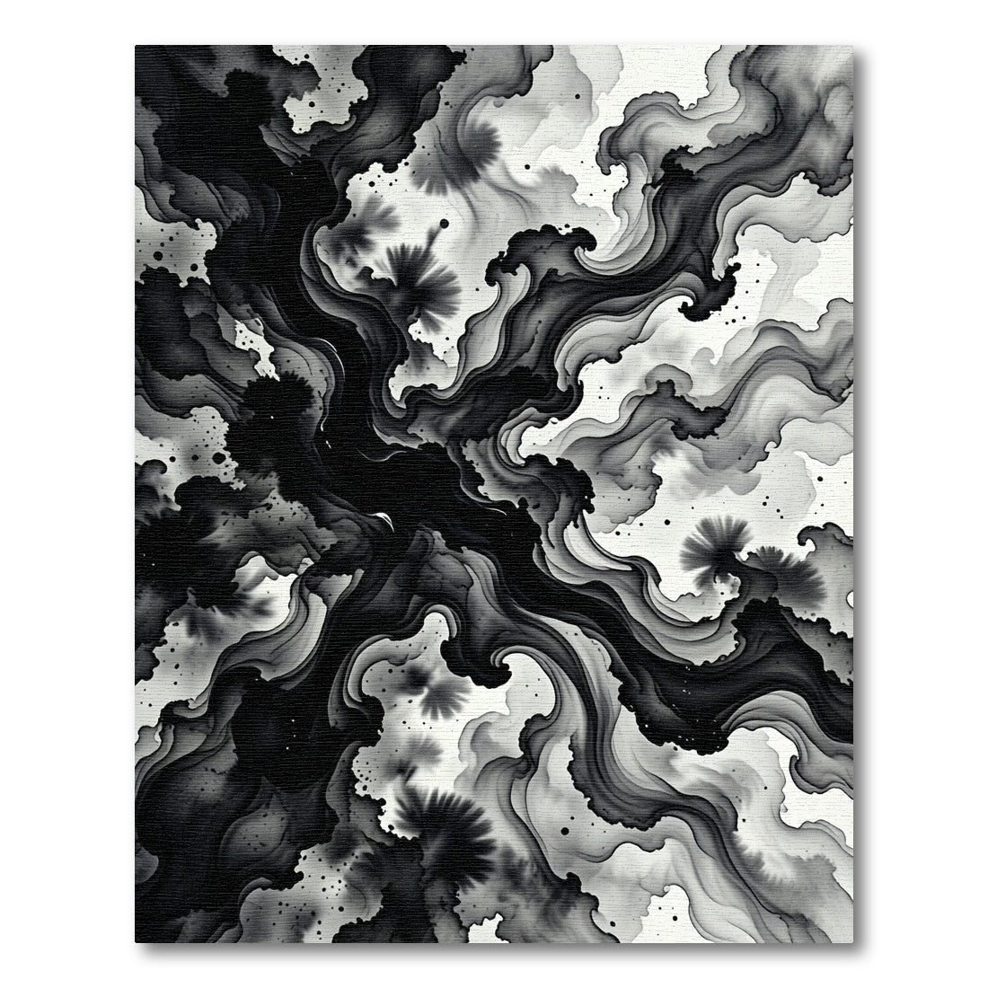 Black Ink Wash Cloud Swirl Rug