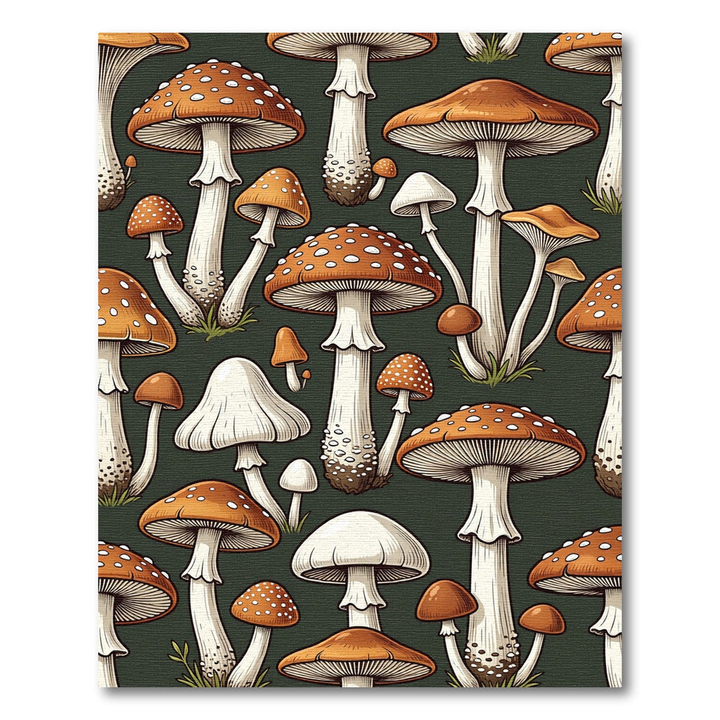 Whimsical Forest Toadstool Mushroom Illustration Rug