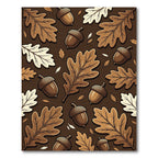 Earthy Brown Oak Leaf Acorn Arrangement Rug