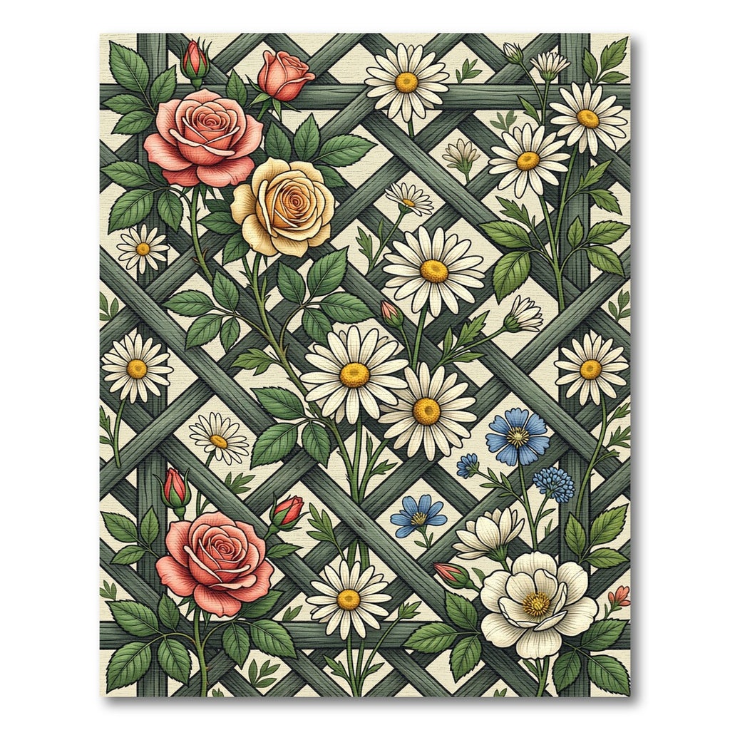 Classic Floral Trellis Garden Rose Rug