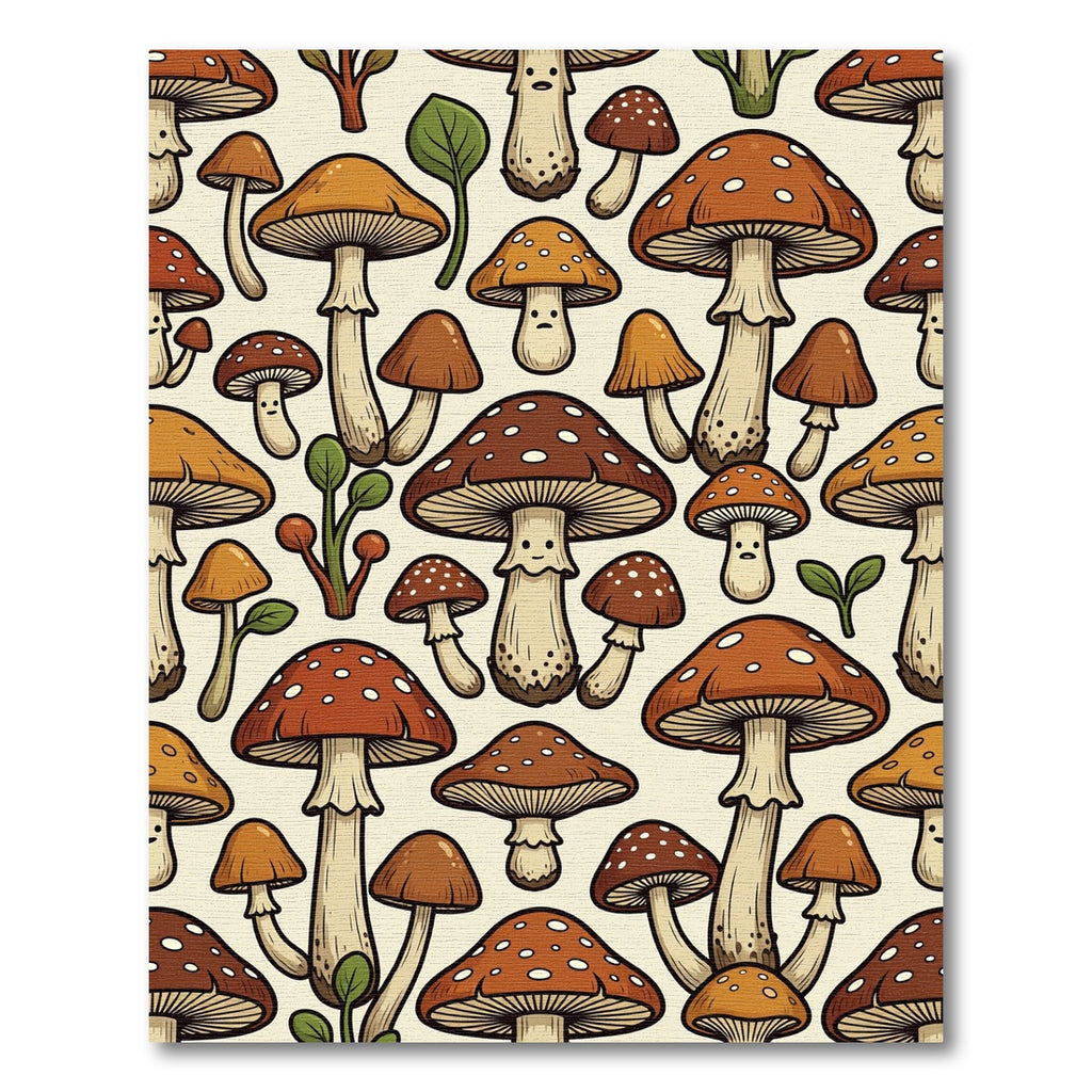 Whimsical Earthy Mushroom Forest Collage Rug