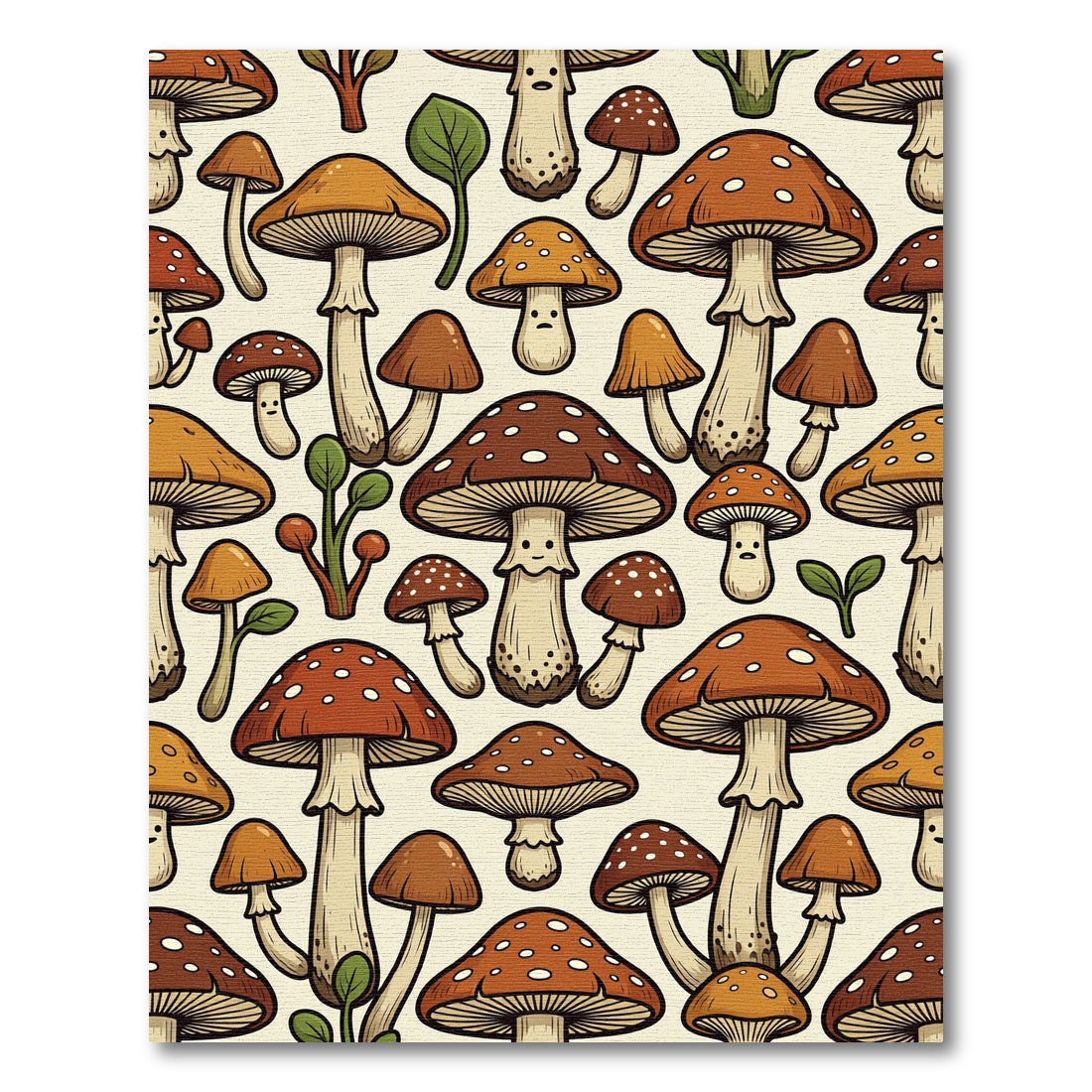 Whimsical Earthy Mushroom Forest Collage Rug