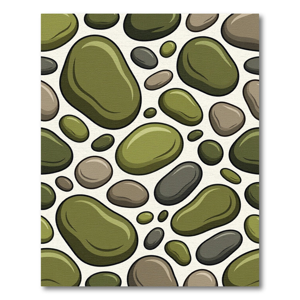 Green Brown Smooth Pebble Arrangement Rug