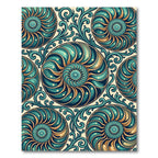 Teal Swirling Nautilus Botanical Decorative Art Rug