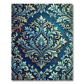 Deep Blue Ornate Floral Scroll Rug