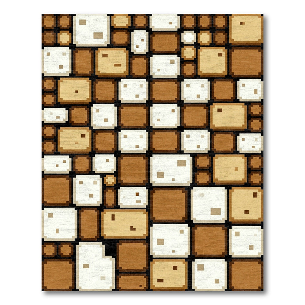 Brown Cream Pixelated Squares Rug