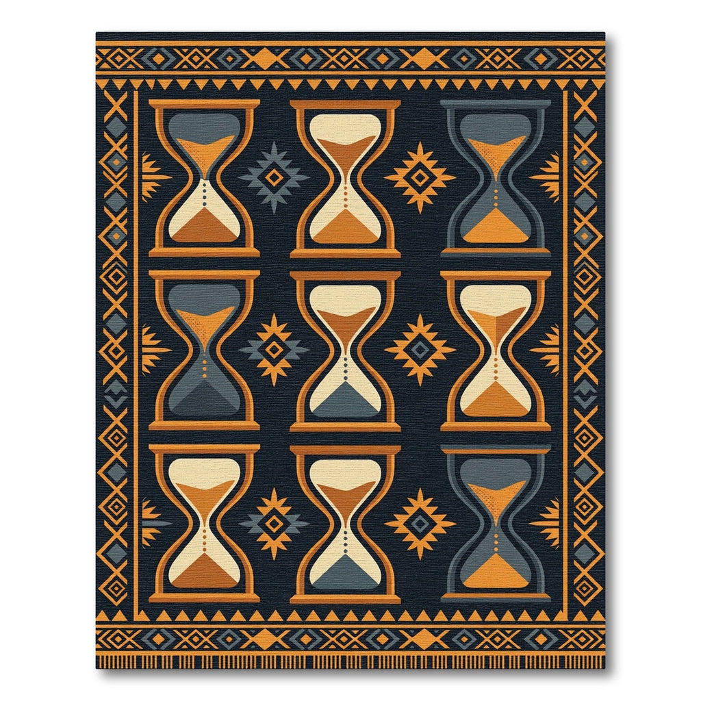 Hourglass Geometric Gold and Navy Decor Rug