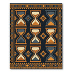 Hourglass Geometric Gold and Navy Decor Rug