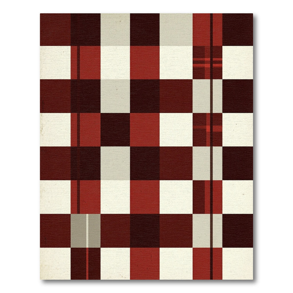 Modern Gingham Check Dark Red Rug
