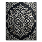 Silver Ornate Filigree Swirl Monochromatic Art Rug
