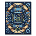 Floral Scroll Navy Golden Botanical Rug