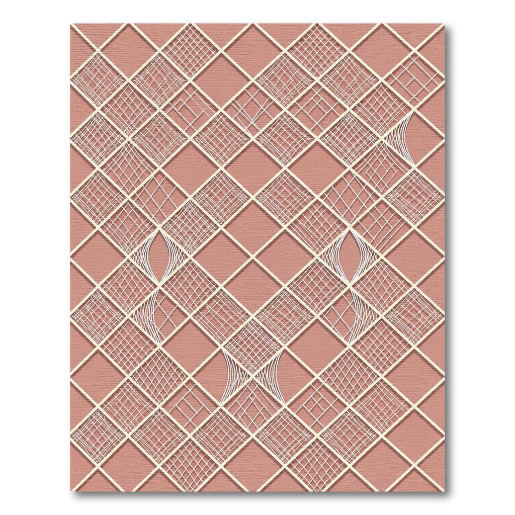 Blush Pink Geometric Lattice Textured Grid Rug