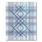 Modern Blue Geometric Grid Lattice Rug