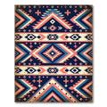 Geometric Coral Blue Tribal Stripe Rug