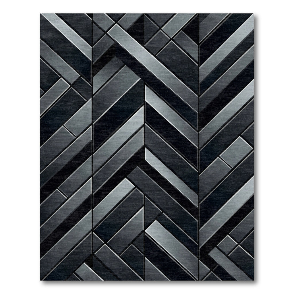 Dark Gray Geometric Interlocking Chevron Rug