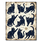 Vintage Black Cat Illustration Sketch Rug
