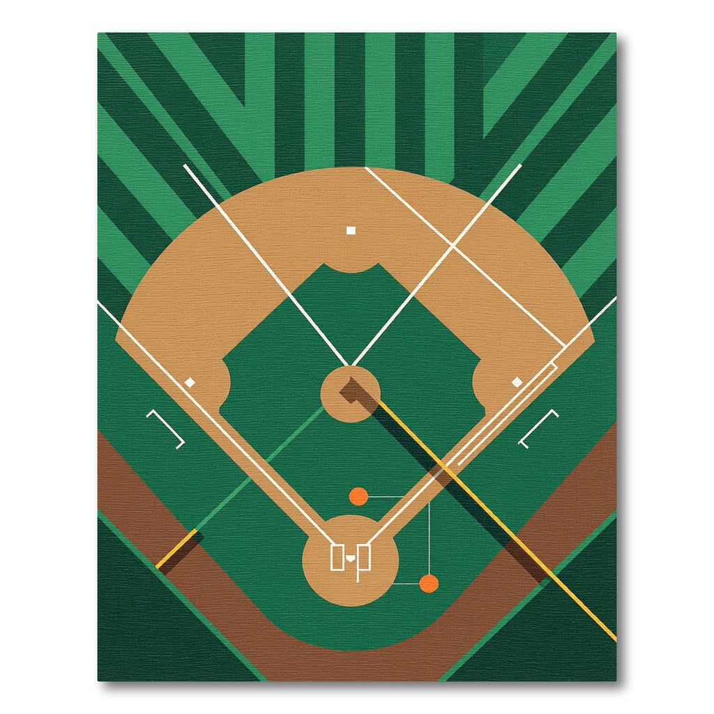 Minimalist Geometric Baseball Diamond Field Rug