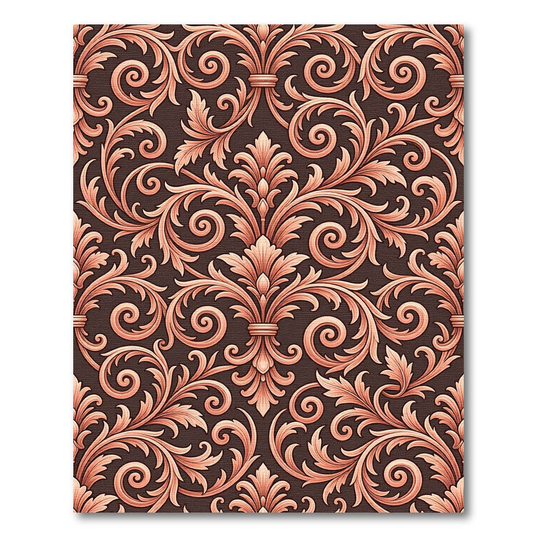 Antique Coral Acanthus Scroll Rug