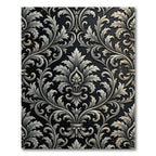 Ornate Charcoal Silver Damask Scroll Rug