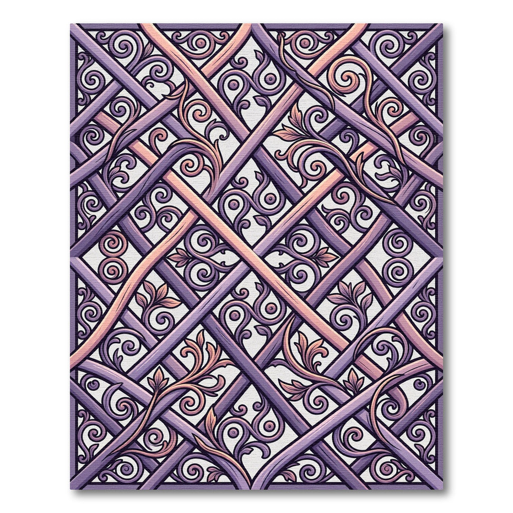 Ornate Purple and Rose Filigree Rug