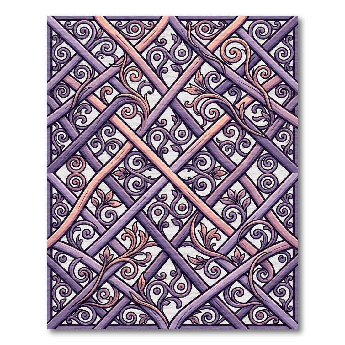 Ornate Purple and Rose Filigree Rug